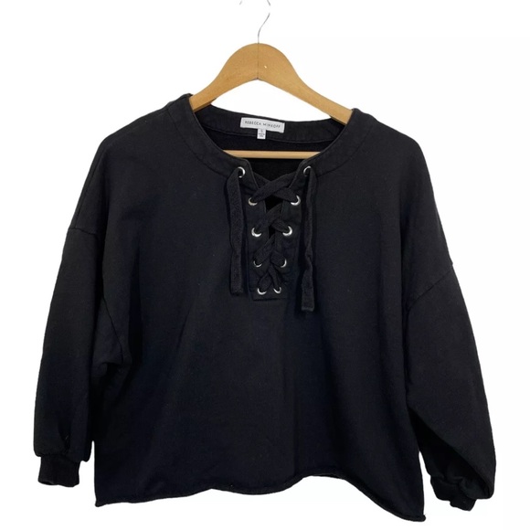 Rebecca Minkoff lace up crop sweatshirt size S - Picture 1 of 3